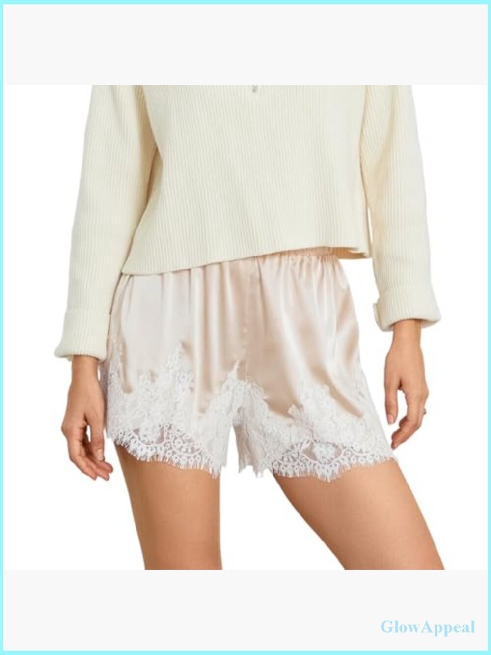 Satiny Lace Trim Low Rise Micro Mini Shorts Lounge Pajama Half Slip Y2K - Picture 2 of 7